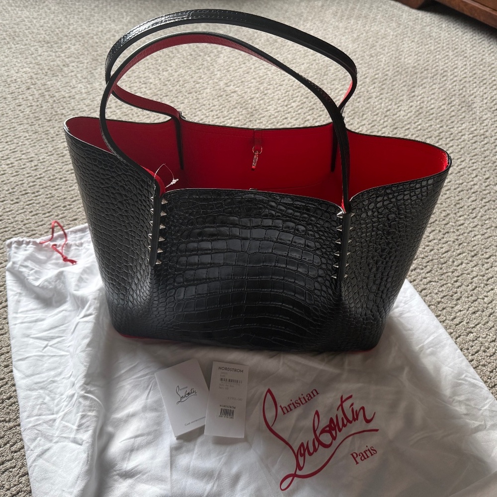 Christian Louboutin Large Cabarock Croc Embossed Leather Tote